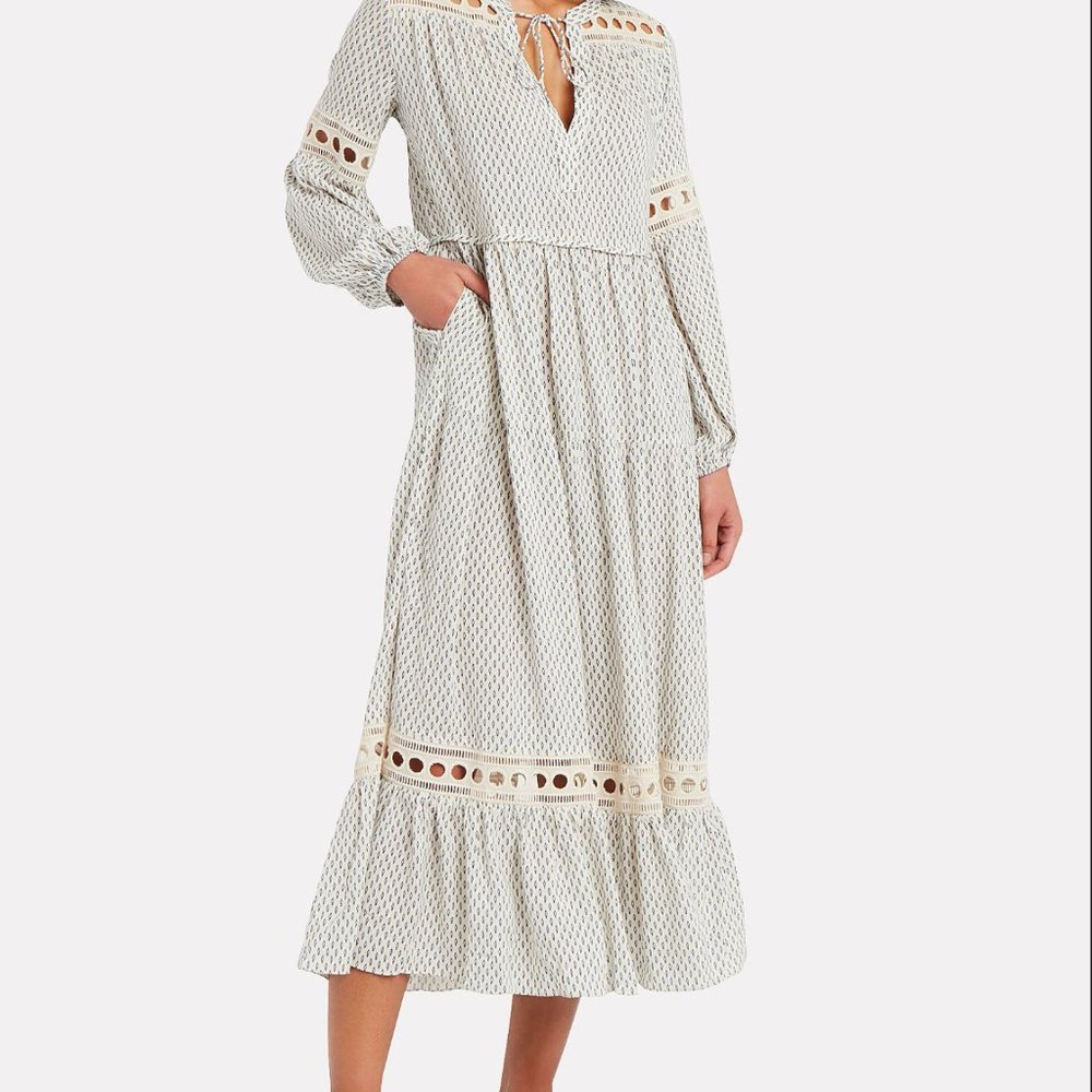 Chic Cream Patterned Maxi Dress